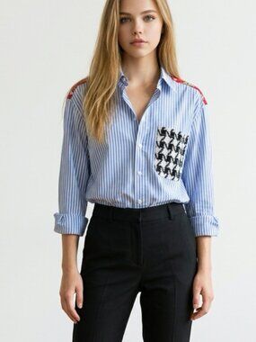 Pierre-Louis Mascia Mixed Print Button Down Shirt Size Large